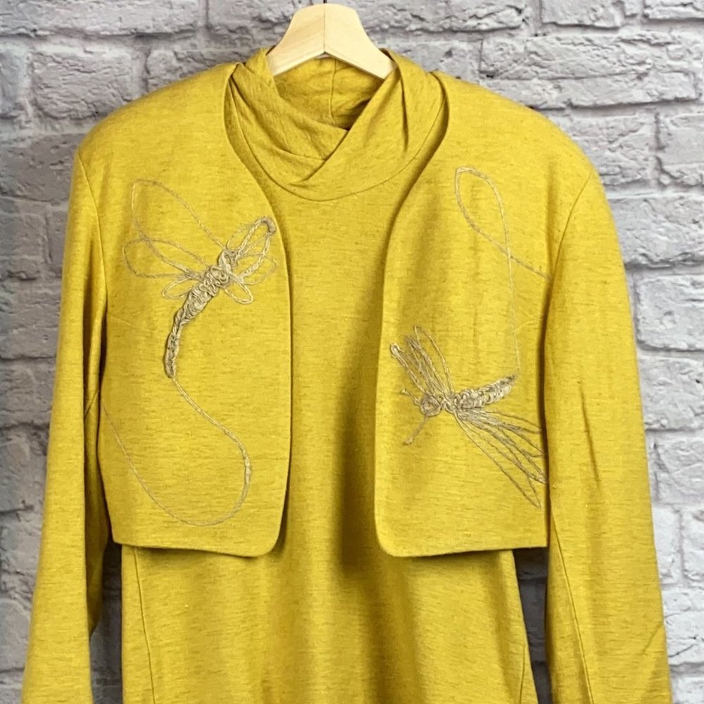 Michele Lamy Yellow Linen Shoulder Jacket and Tank